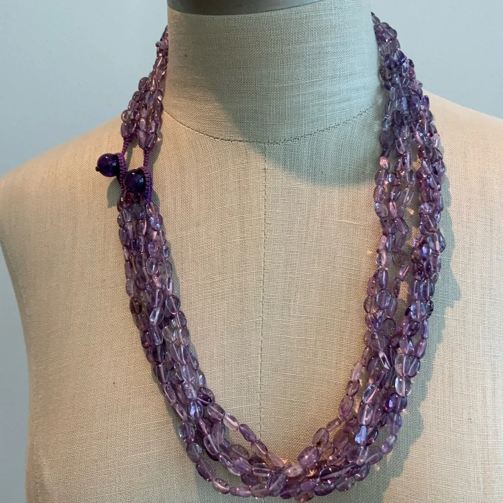 Lovely 3 strand amethyst bead necklace - Picture 5 of 5